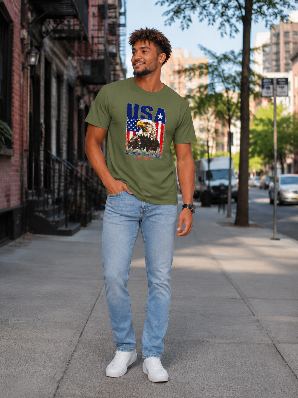 USA Eagle T-Shirt — Patriotic American Flag Graphic Tee (Land of the Free)