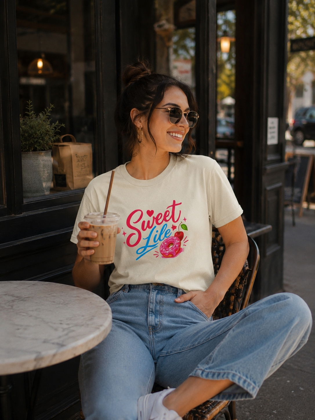 Sweet Life T-Shirt | Cute Donut & Cherry Graphic Tee