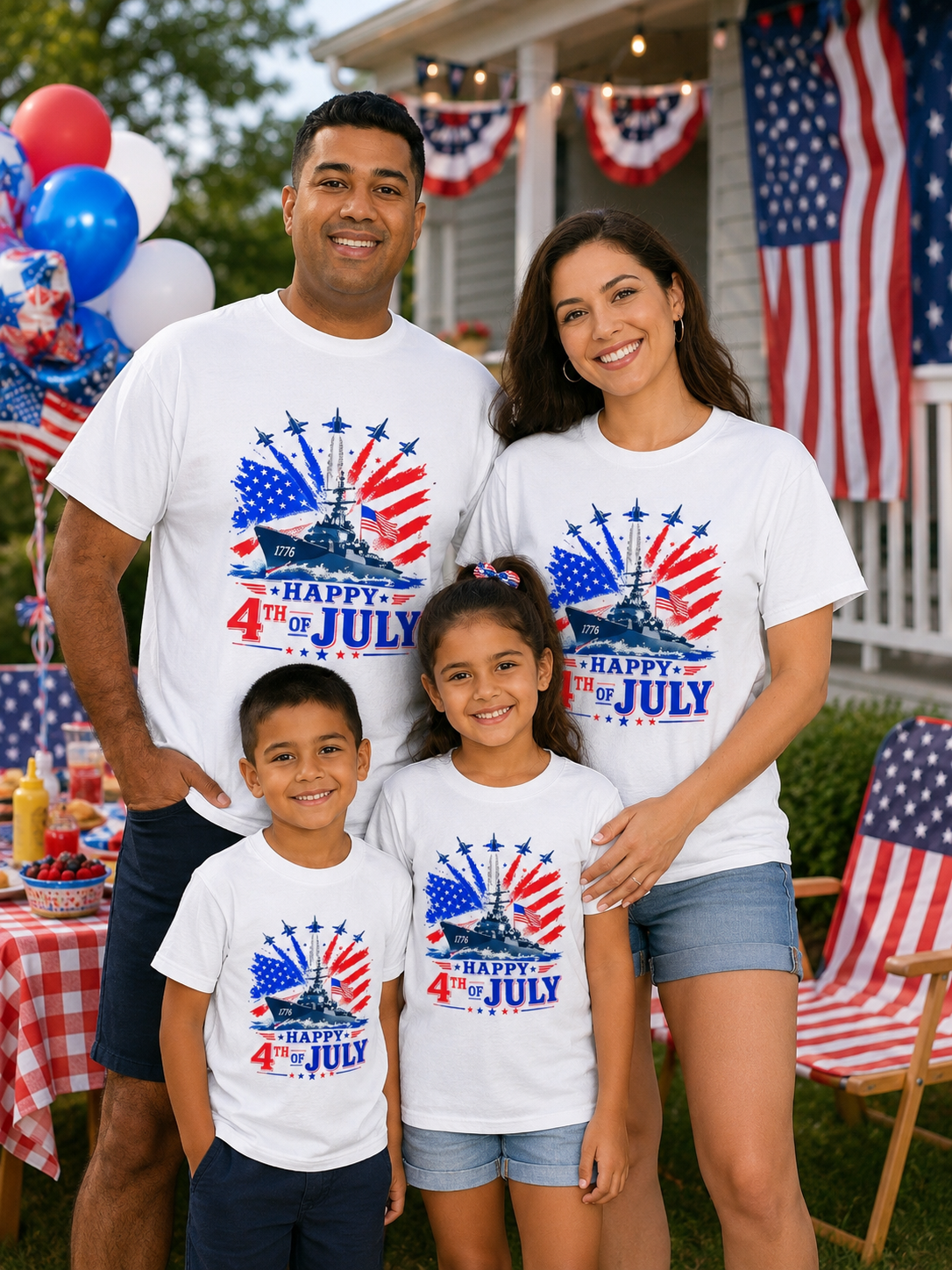 Happy 4th of July Shirt, Patriotic USA Flag Tee, American Eagle & Navy Ship Shirt, Independence Day T-Shirt, Military Pride Gift