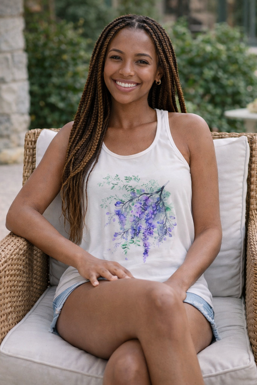 Wisteria Watercolor Racerback Tank Top - Floral Spring Women's Tank