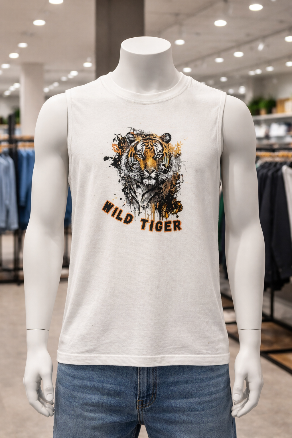 Wild Tiger Muscle Tank, Tiger Head Graphic Tank Top, Men's Tiger Shirt, Unisex Tiger Tank, Streetwear Tiger Tee