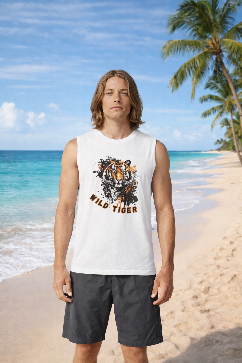Wild Tiger Muscle Tank, Tiger Head Graphic Tank Top, Men's Tiger Shirt, Unisex Tiger Tank, Streetwear Tiger Tee