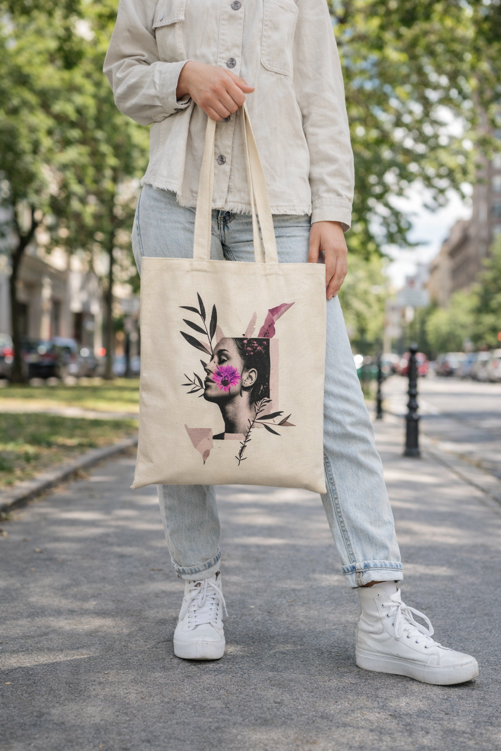 Aesthetic Floral Canvas Tote Bag 🌸 Trendy Everyday Bag