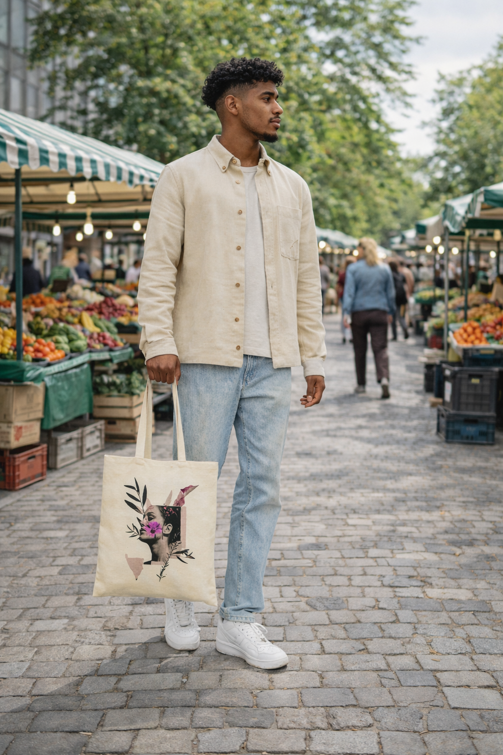 Aesthetic Floral Canvas Tote Bag 🌸 Trendy Everyday Bag