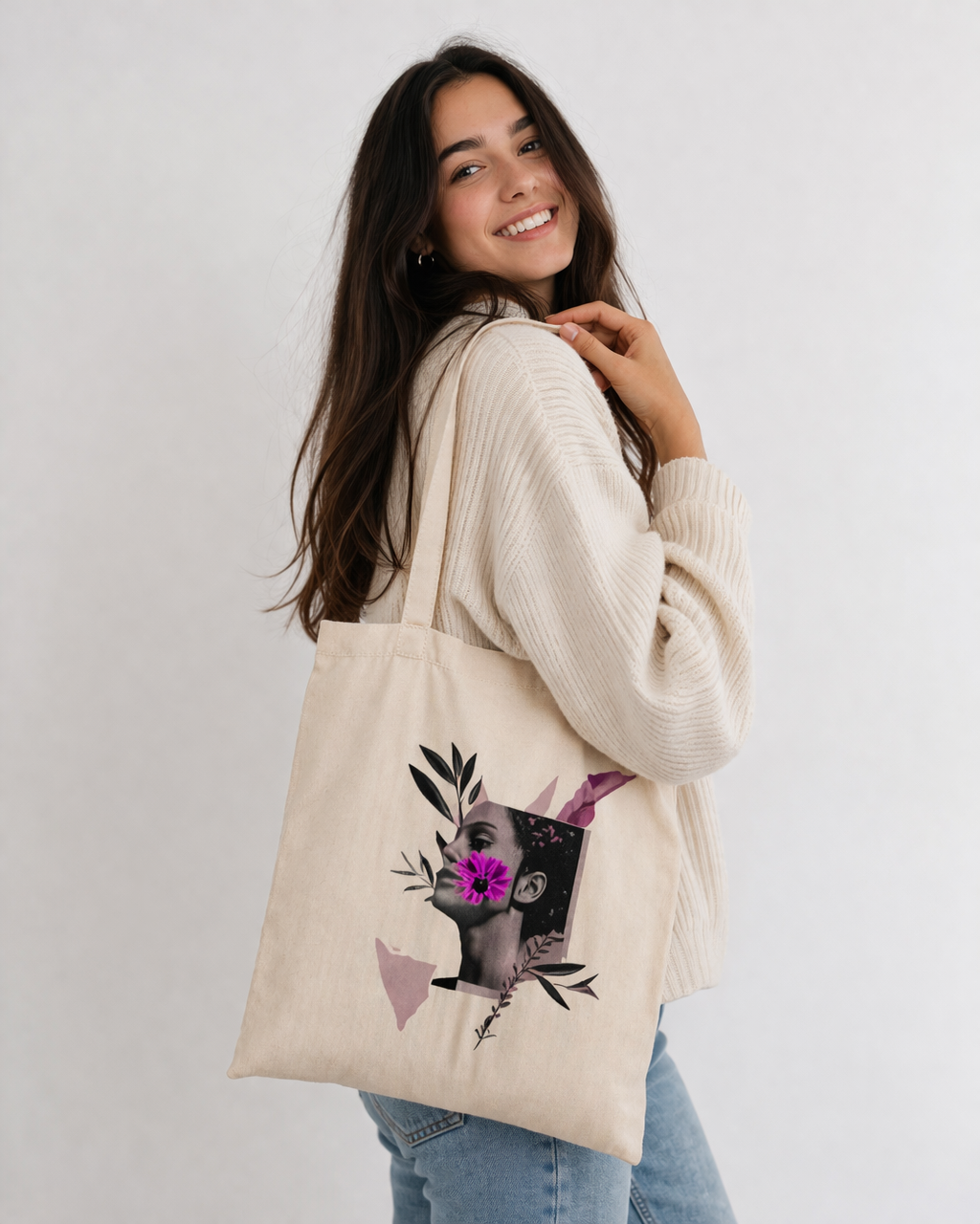 Aesthetic Floral Canvas Tote Bag 🌸 Trendy Everyday Bag