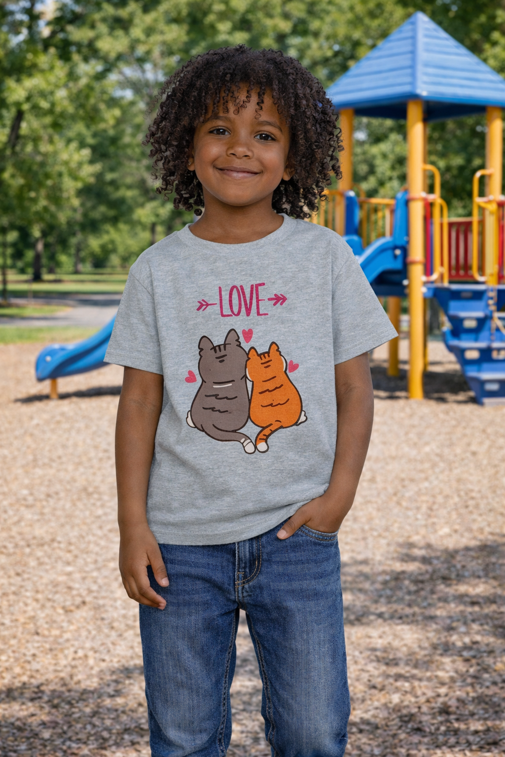 Cute Toddler Cat Shirt, Kids Valentine Shirt, Love Cats T-Shirt for Boys Girls, Matching Siblings Outfit, Kids Cute Animal Tee, Gift for Kids