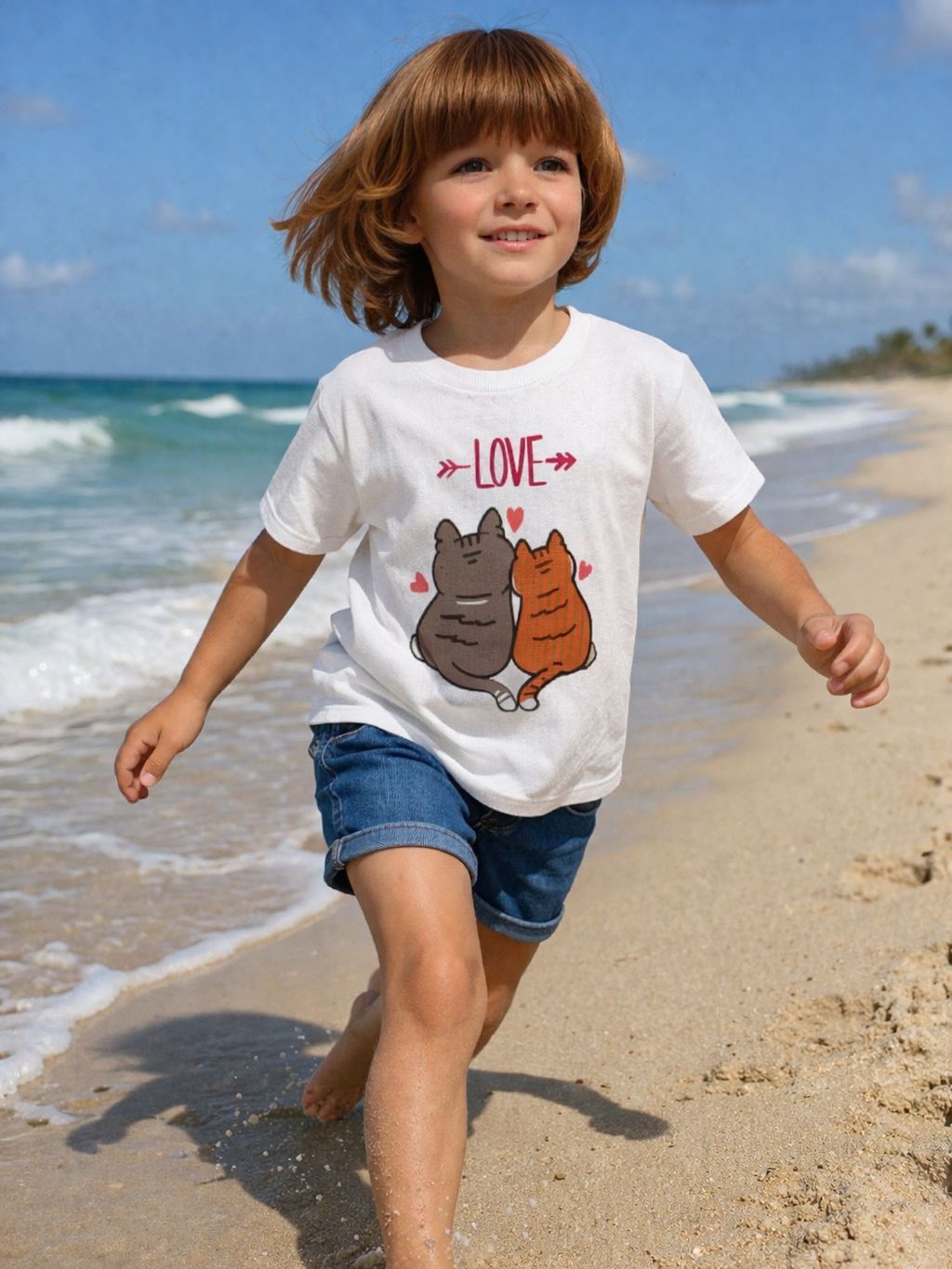 Cute Toddler Cat Shirt, Kids Valentine Shirt, Love Cats T-Shirt for Boys Girls, Matching Siblings Outfit, Kids Cute Animal Tee, Gift for Kids