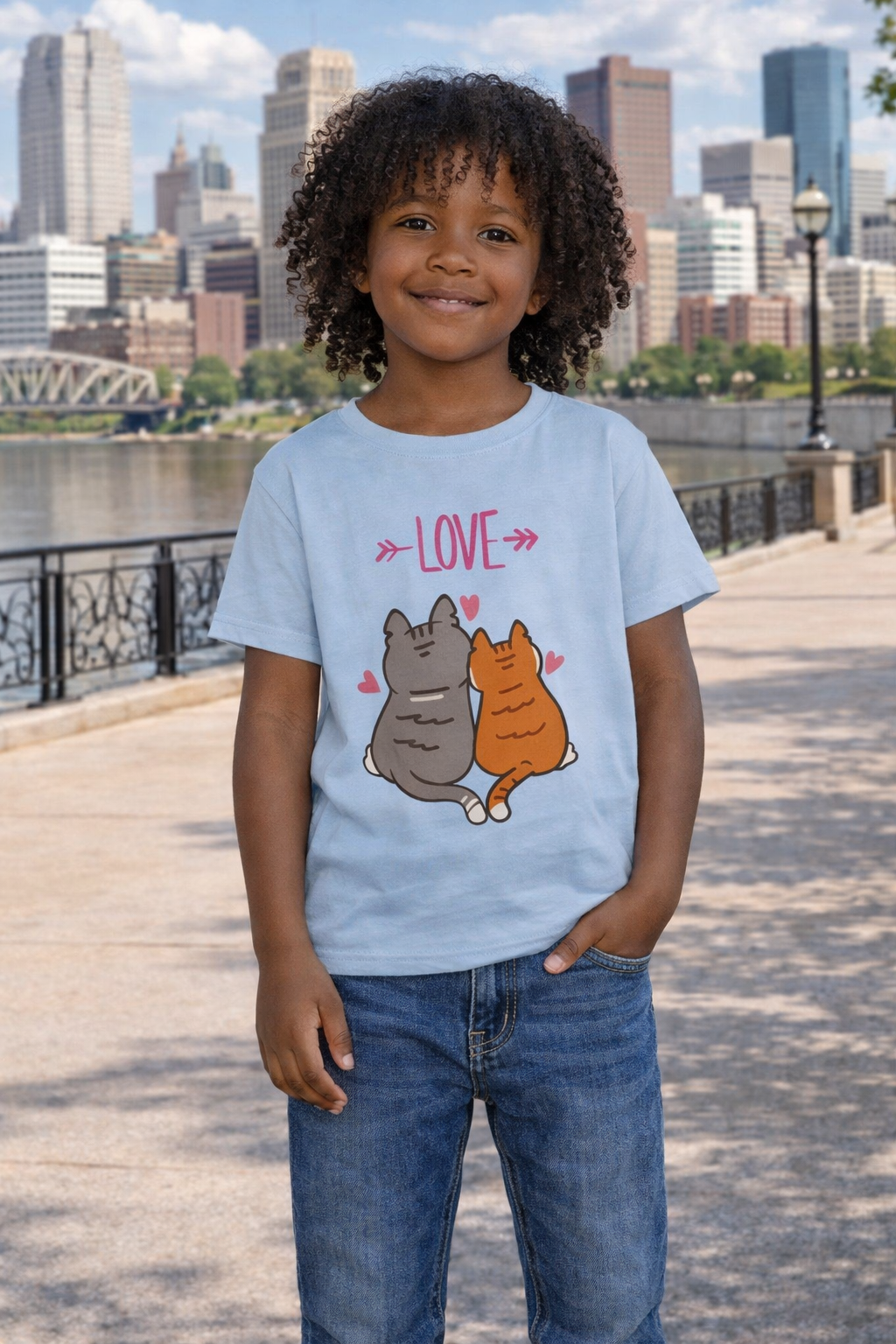 Cute Toddler Cat Shirt, Kids Valentine Shirt, Love Cats T-Shirt for Boys Girls, Matching Siblings Outfit, Kids Cute Animal Tee, Gift for Kids