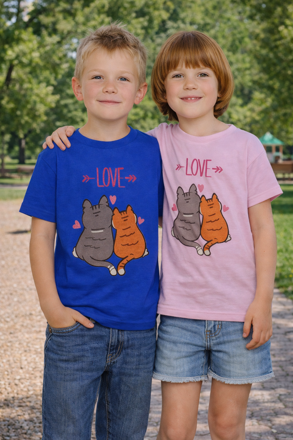 Cute Toddler Cat Shirt, Kids Valentine Shirt, Love Cats T-Shirt for Boys Girls, Matching Siblings Outfit, Kids Cute Animal Tee, Gift for Kids