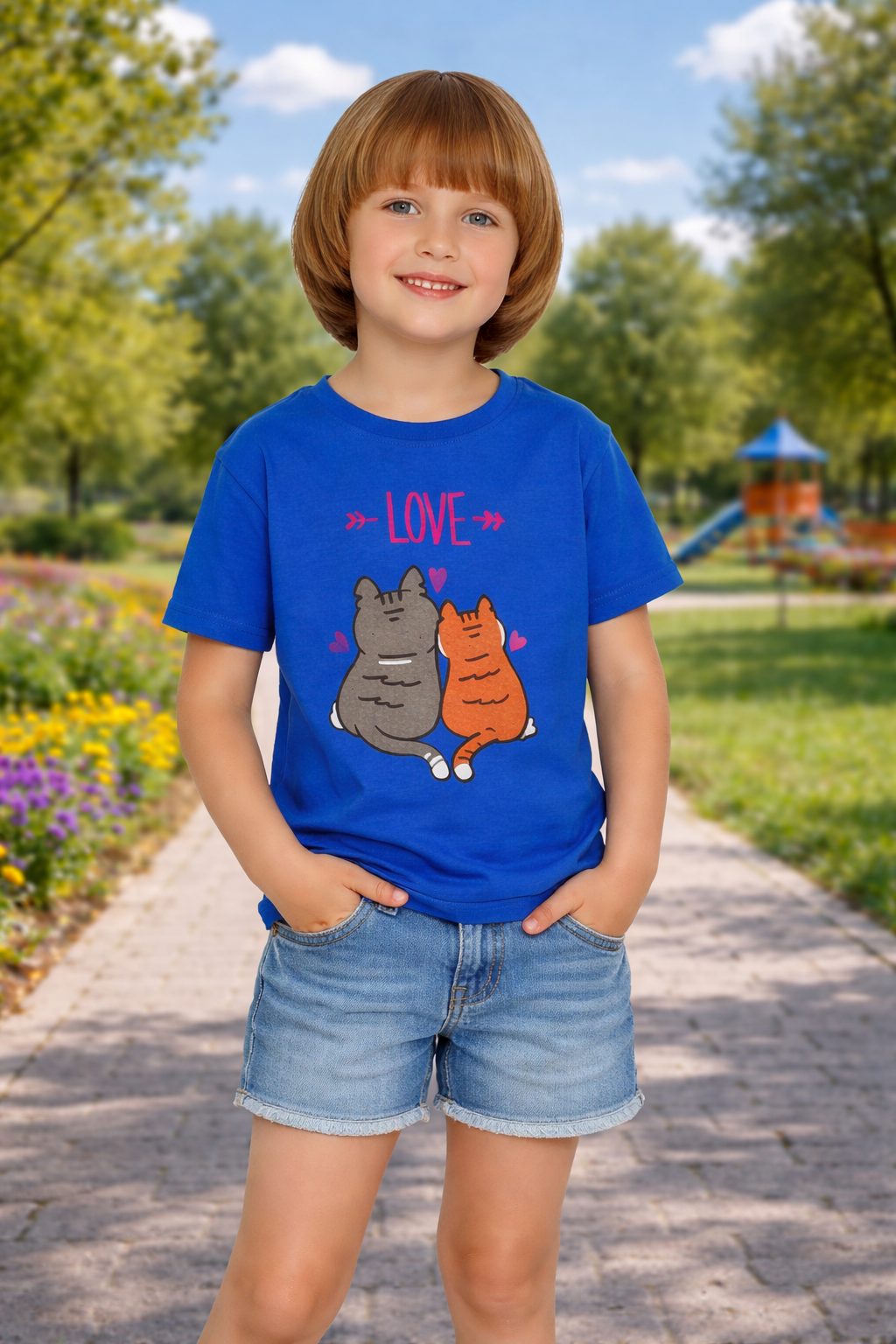 Cute Toddler Cat Shirt, Kids Valentine Shirt, Love Cats T-Shirt for Boys Girls, Matching Siblings Outfit, Kids Cute Animal Tee, Gift for Kids