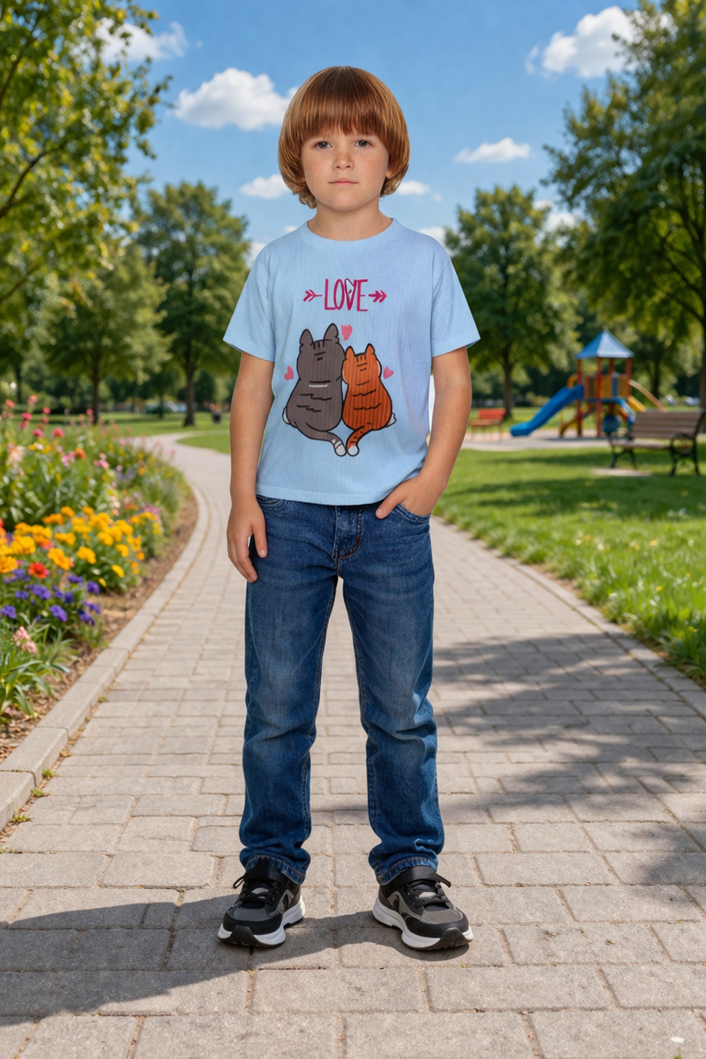 Cute Toddler Cat Shirt, Kids Valentine Shirt, Love Cats T-Shirt for Boys Girls, Matching Siblings Outfit, Kids Cute Animal Tee, Gift for Kids