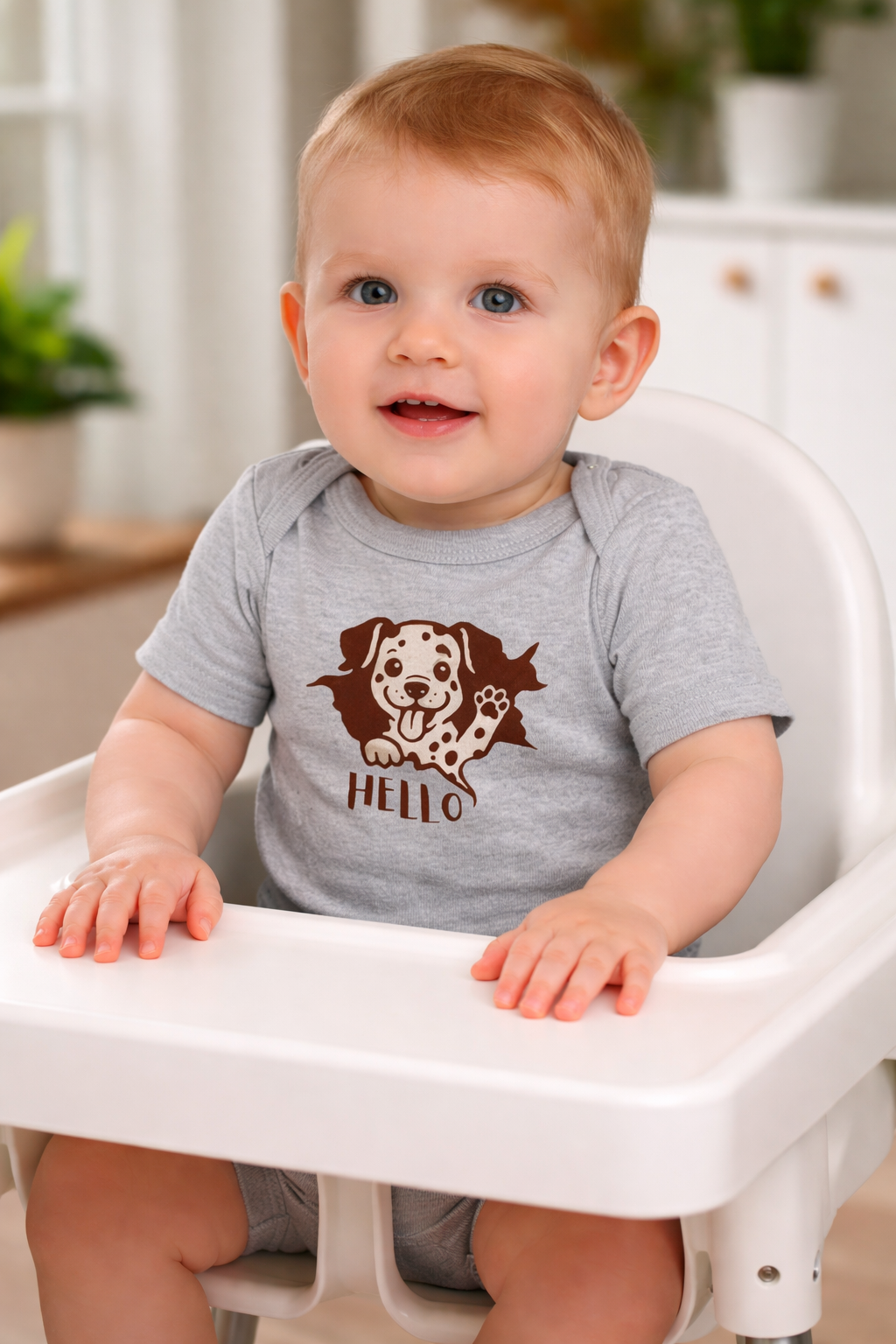 Cute Puppy Baby Bodysuit | Dalmatian Dog Onesie | Funny Hello Baby Outfit