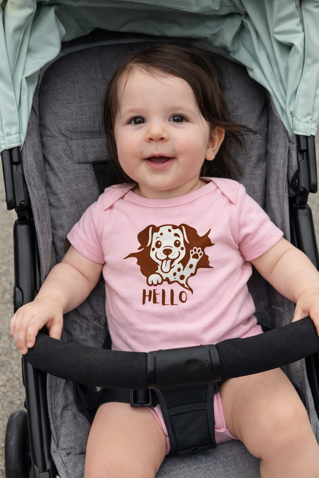 Cute Puppy Baby Bodysuit | Dalmatian Dog Onesie | Funny Hello Baby Outfit