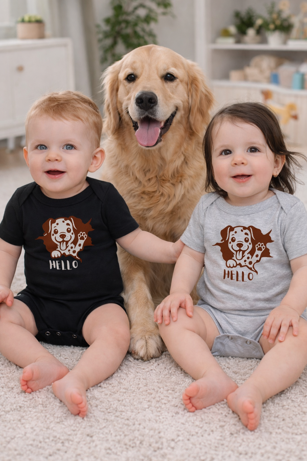 Cute Puppy Baby Bodysuit | Dalmatian Dog Onesie | Funny Hello Baby Outfit