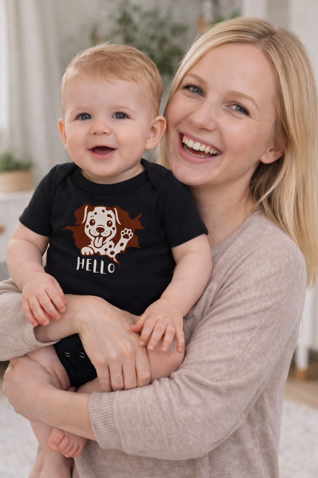 Cute Puppy Baby Bodysuit | Dalmatian Dog Onesie | Funny Hello Baby Outfit
