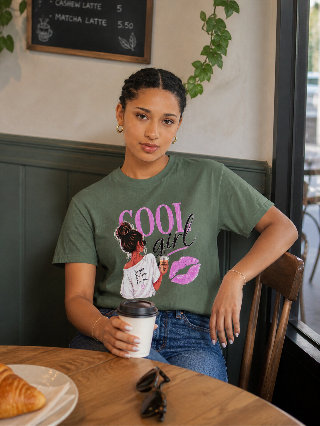 Cool Girl Graphic T‑Shirt — Pink Lip Print Casual Tee