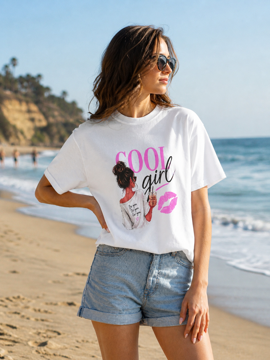 Cool Girl Graphic T‑Shirt — Pink Lip Print Casual Tee