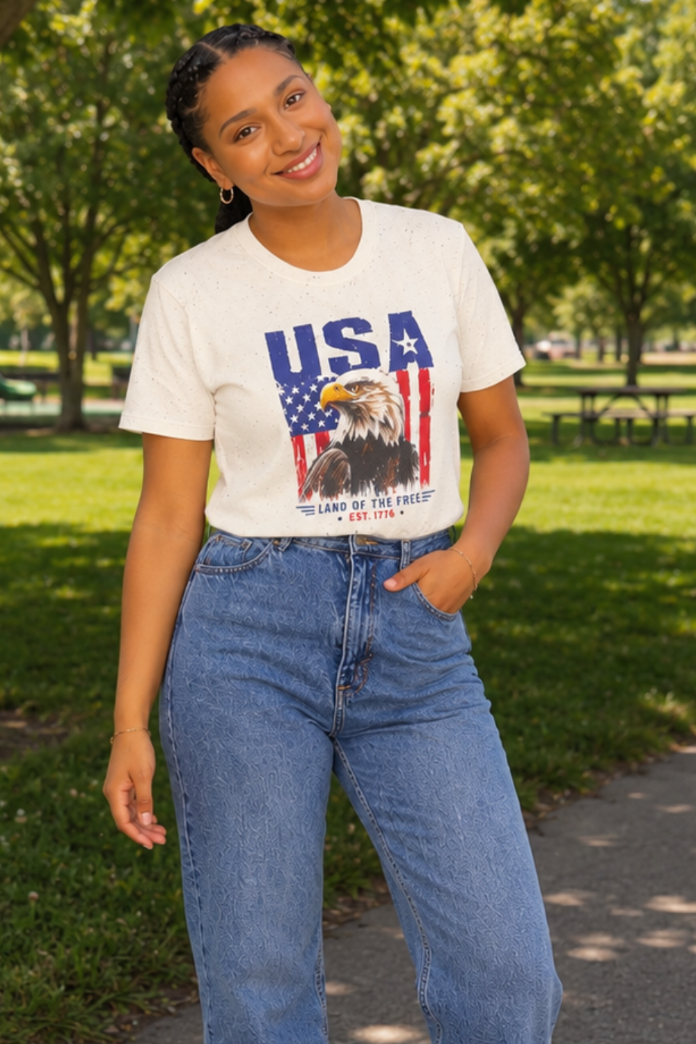 USA Eagle T-Shirt — Patriotic American Flag Graphic Tee (Land of the Free)