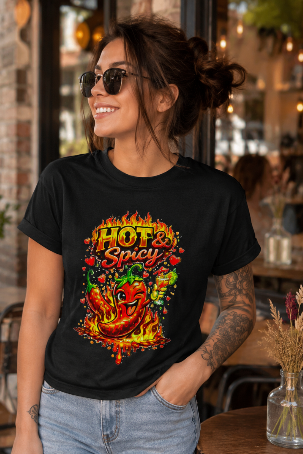 Hot & Spicy Pepper Shirt, Funny Chili Graphic Tee, Cute Food Lover T-Shirt, Spicy Gift