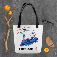 Freedom Eagle Tote Bag – Patriotic USA Canvas Bag, American Pride Everyday Tote