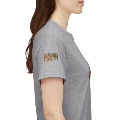 Leopard Print MAMA Shirt, Tee with Leaf and Daisy Accent