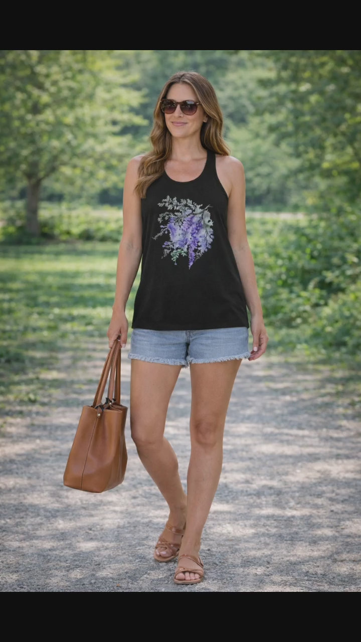 Wisteria Watercolor Racerback Tank Top - Floral Spring Women's Tank
