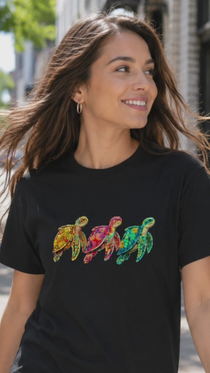 Sea Turtle T-Shirt, Colorful Sea Turtle Tee, Beach Lover Shirt, Ocean Lover Gift, Coastal Graphic Tee, Marine Life Shirt, Summer Vacation Tee